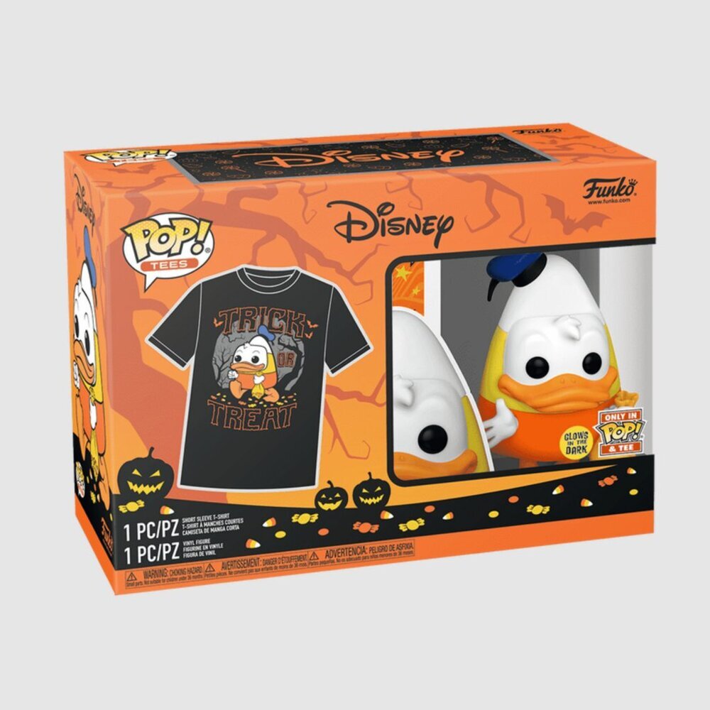 Disney Funko Pop Donald Halloween Glow in Dark Tee Shirt & Pop Figurine Bundle - Picture 3 of 4